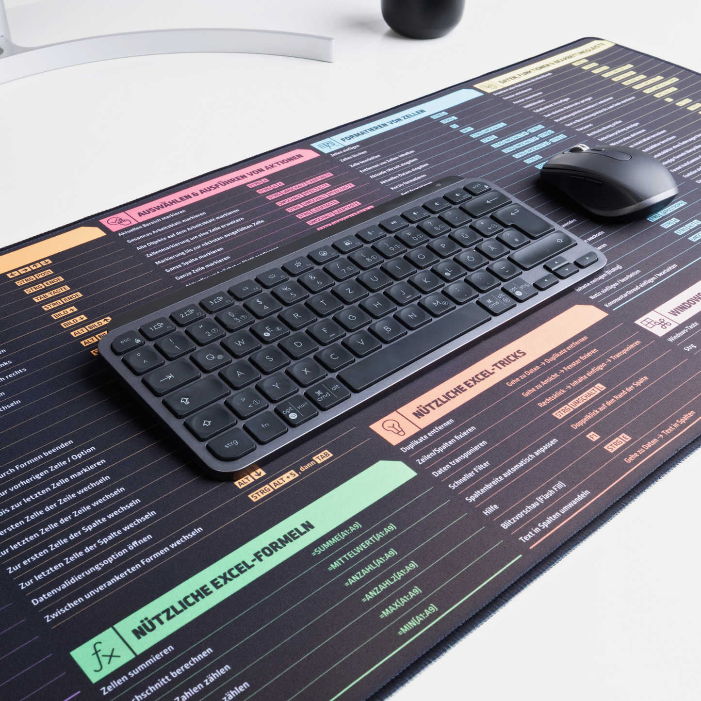 Padlys - Excel Mauspad Deutsch – Tastenkombinationen – Made in Germany