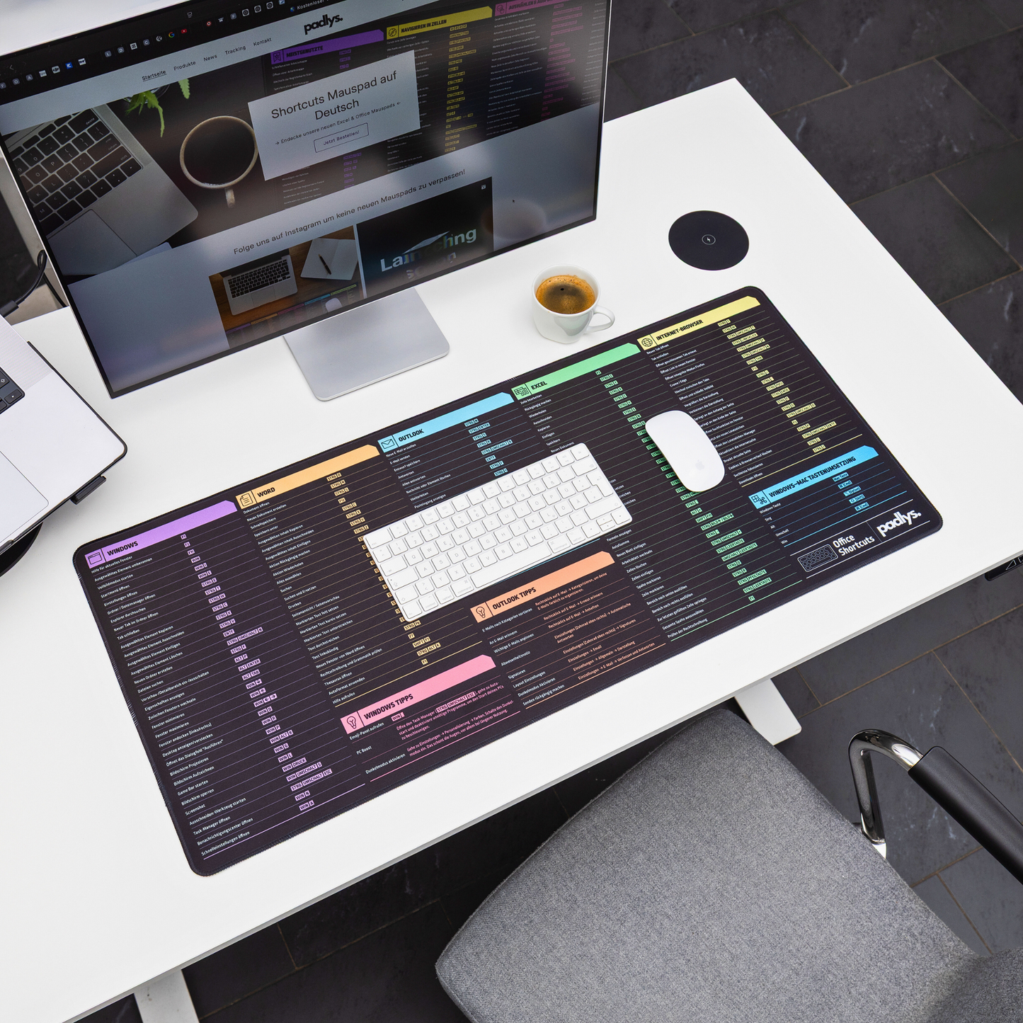 Padlys - Office Mauspad Deutsch – Tastenkombinationen – Made in Germany