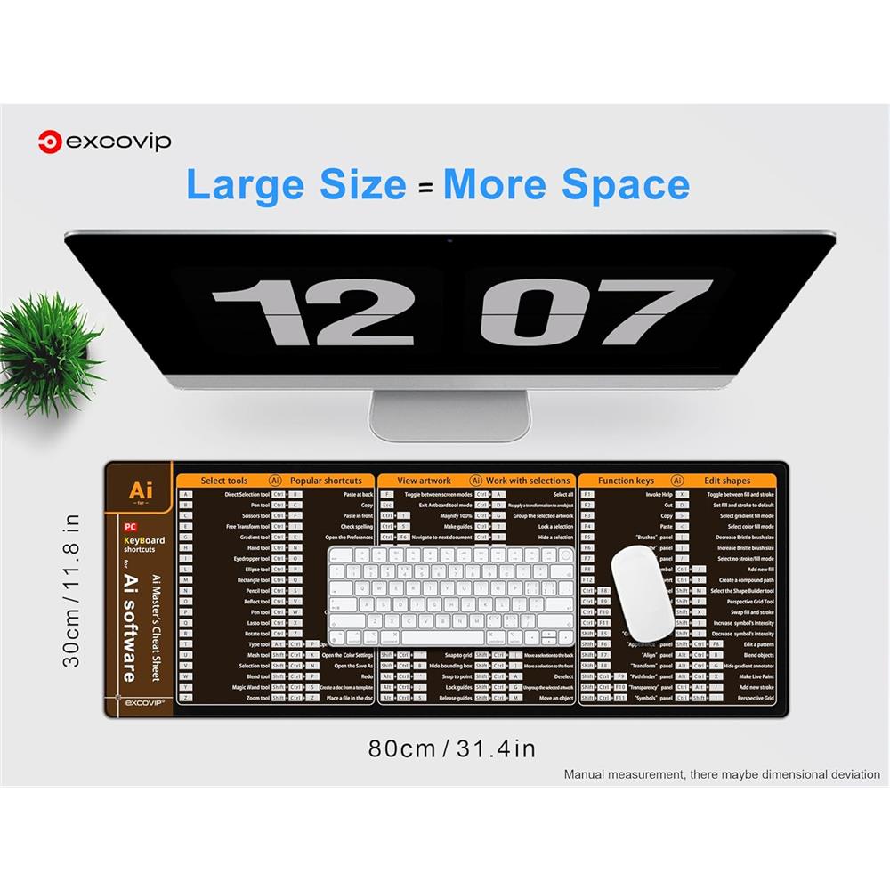 AI Shortcuts Mauspad für Adobe Illustrator lernen - Cheat Sheet - padlys.