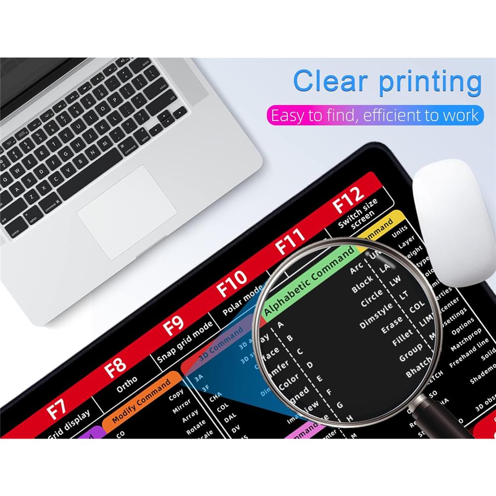 AutoCAD Mauspad Shortcuts für CAD Software Lernen XXL - padlys.