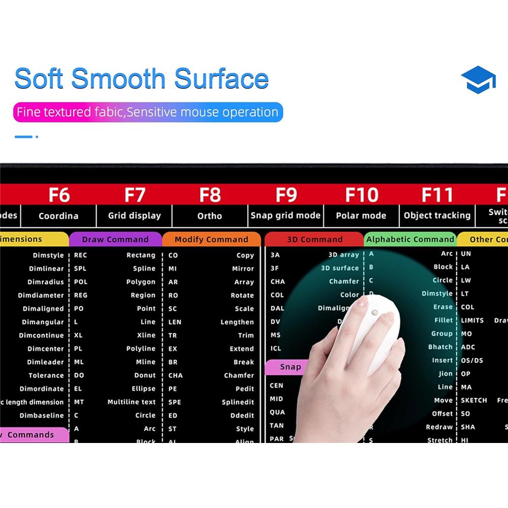 AutoCAD Mauspad Shortcuts für CAD Software Lernen XXL - padlys.