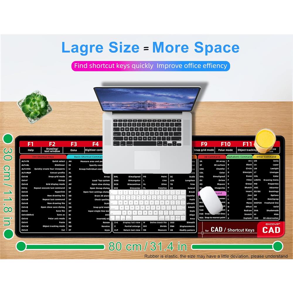 AutoCAD Mauspad Shortcuts für CAD Software Lernen XXL - padlys.