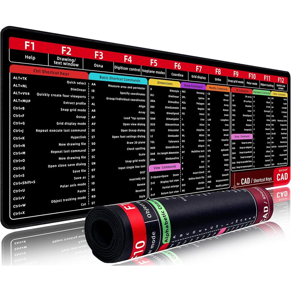 AutoCAD Mauspad Shortcuts für CAD Software Lernen XXL - padlys.