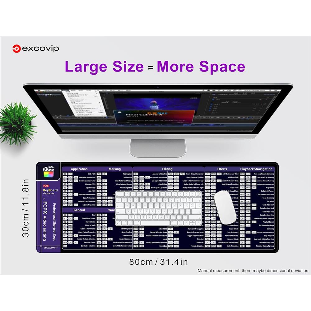 Final Cut Pro Shortcuts Mauspad XXL für Videobearbeitung & Lernen - padlys.