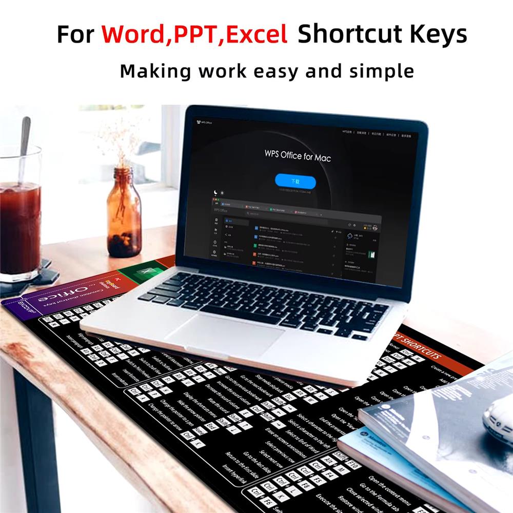 Office Shortcut Mauspad XXL für Excel, Word & PowerPoint NEU - padlys.