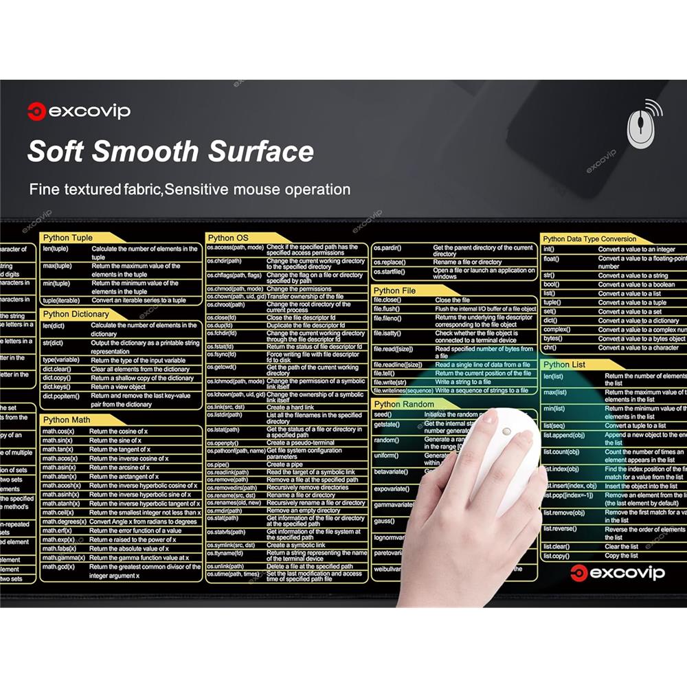 Python Shortcuts Mauspad XXL für Entwickler & Programmierer - padlys.