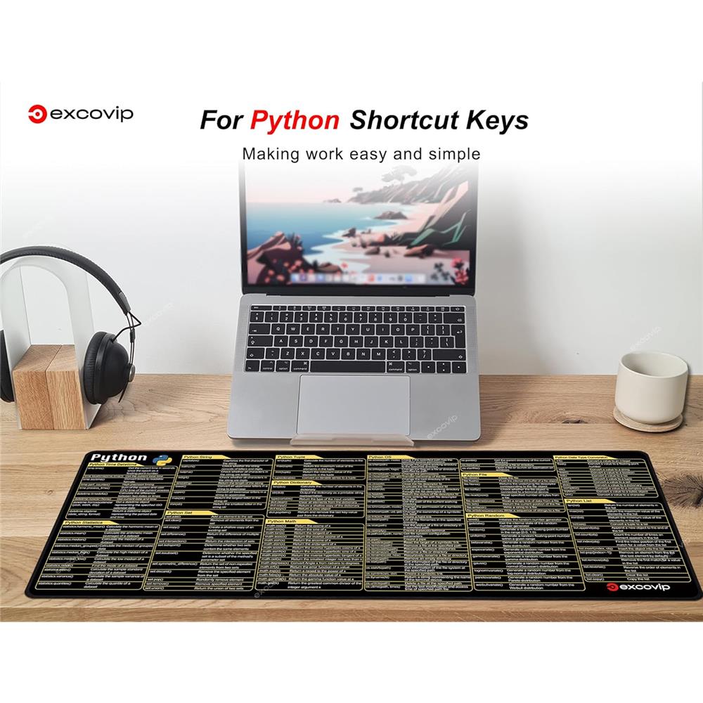 Python Shortcuts Mauspad XXL für Entwickler & Programmierer - padlys.